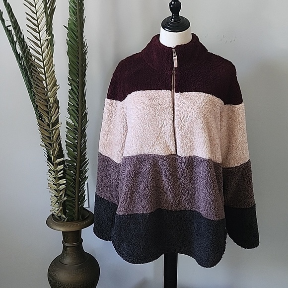 Maurices Tops - Maurices Multicolored Striped 3/4 Zip Long Sleeve Pullover